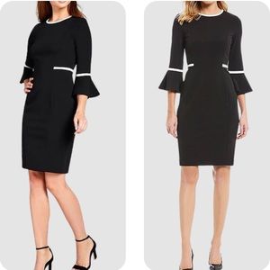 Calvin Klein 3/4 Bell Sleeve Piping Detail Dress (60’s, Work)